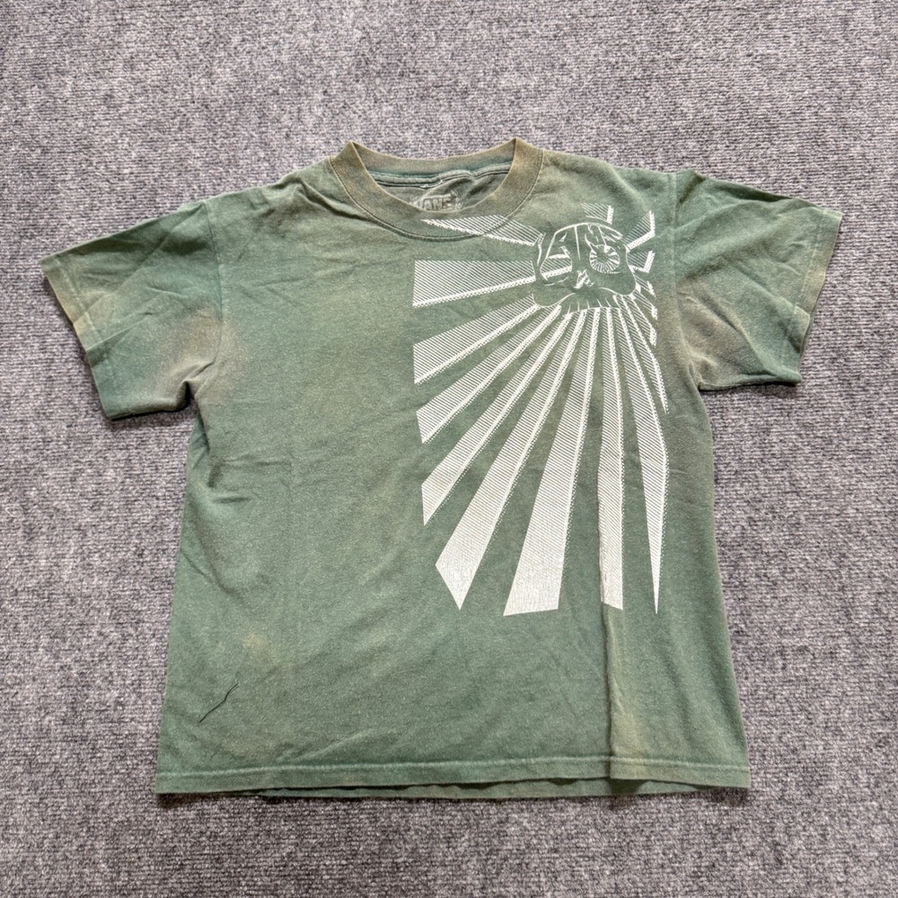 Y2K Skull Vans T-shirt Women's S Green Faded Skater Grunge